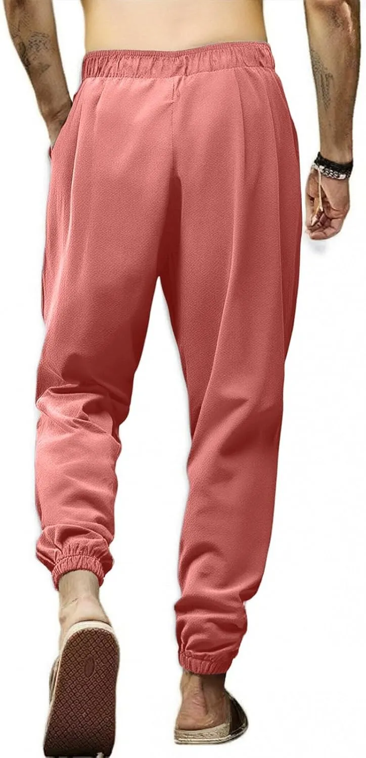 2025 Men's Casual Pants Cotton Loose Drawstring Leg Summer Pants