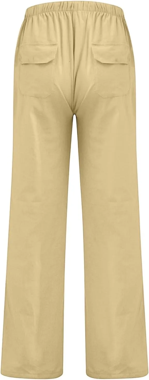2025 Men's Summer Beach Pants Solid Color Comfortable Breathable Casual Daily Vacation Pants