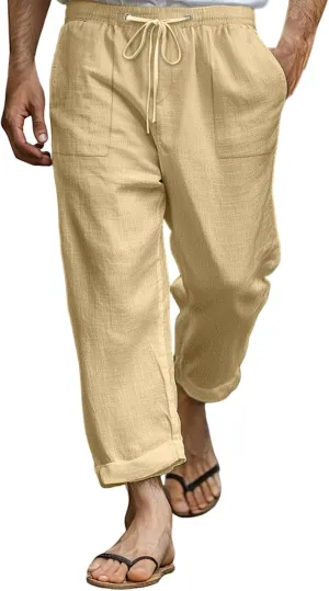 2025 Men's Summer Beach Pants Solid Color Comfortable Breathable Casual Daily Vacation Pants