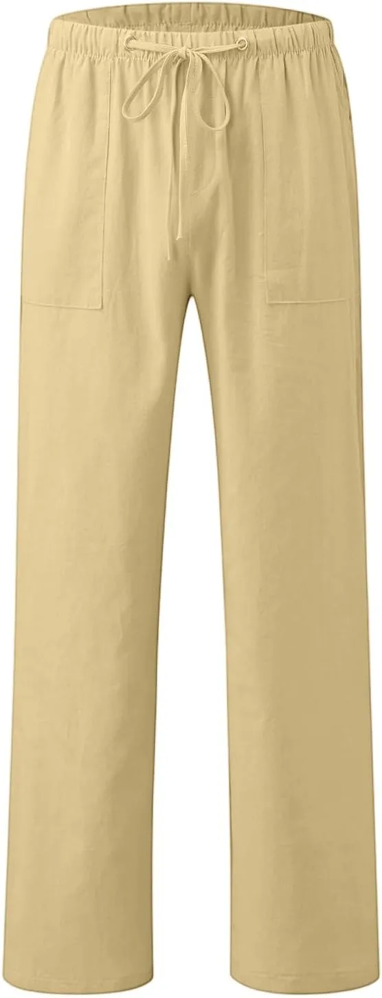2025 Men's Summer Beach Pants Solid Color Comfortable Breathable Casual Daily Vacation Pants