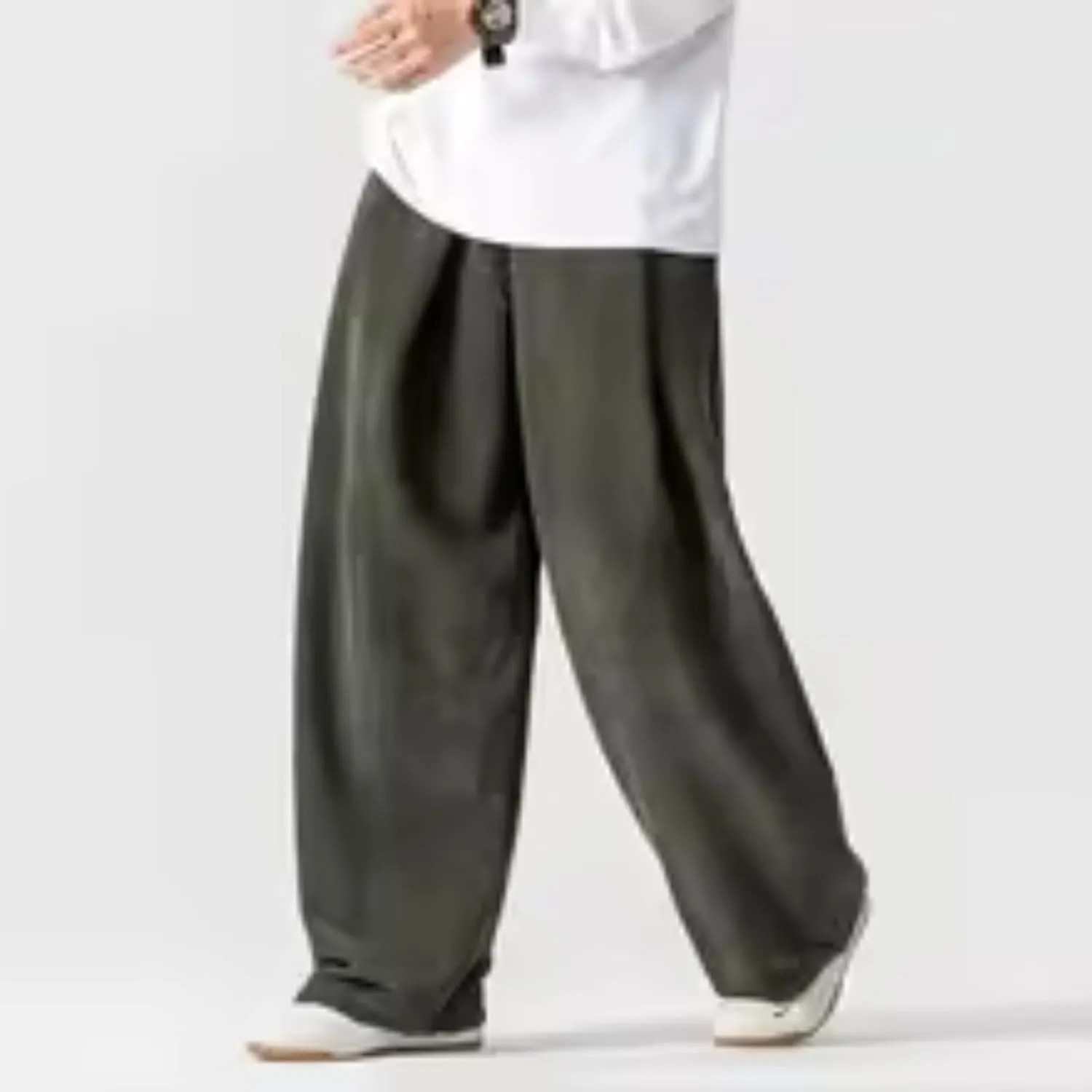Autumn Men Corduroy Harem Pants Male Wide-Leg Casual Harajuku Loose Sweatpants Straight Pants Streetwear Trousers
