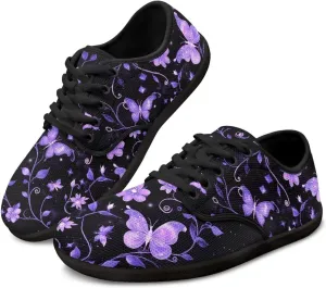 Barefoot Shoes for Women Canvas Comfy Zero Drop Low-Top Breathable Mesh Tennis Shoes Anti-Skid Wide Toe Box Sport Workout Hiking Sneakers for Ladies US 6-13.5