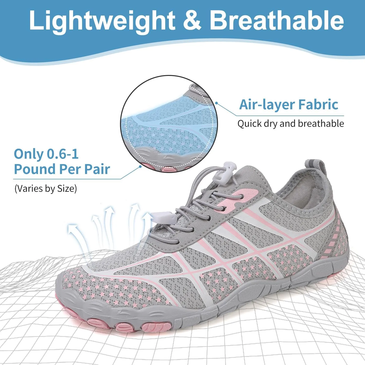 Barefoot Shoes Womens Mens Minimalist Breathable Non-Slip Wide Toe Quick Dry Water Hiking Walking Shoes Athletic Footwear