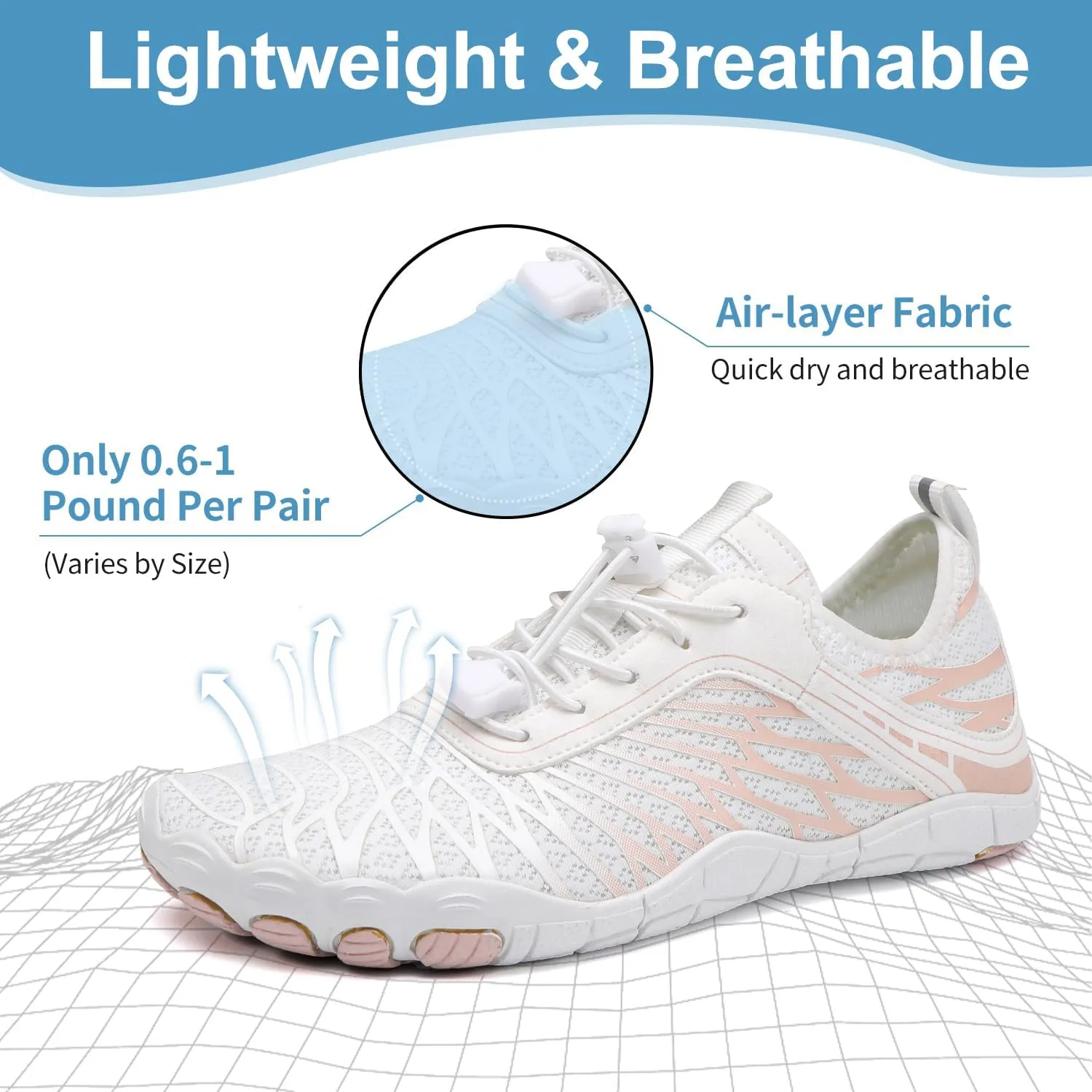 Barefoot Shoes Womens Mens Minimalist Breathable Non-Slip Wide Toe Quick Dry Water Hiking Walking Shoes Athletic Footwear