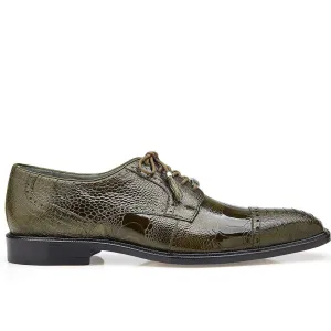 Belvedere Men's Batta Shoes Olive Genuine Ostrich Oxfords 14006 (BV2512)