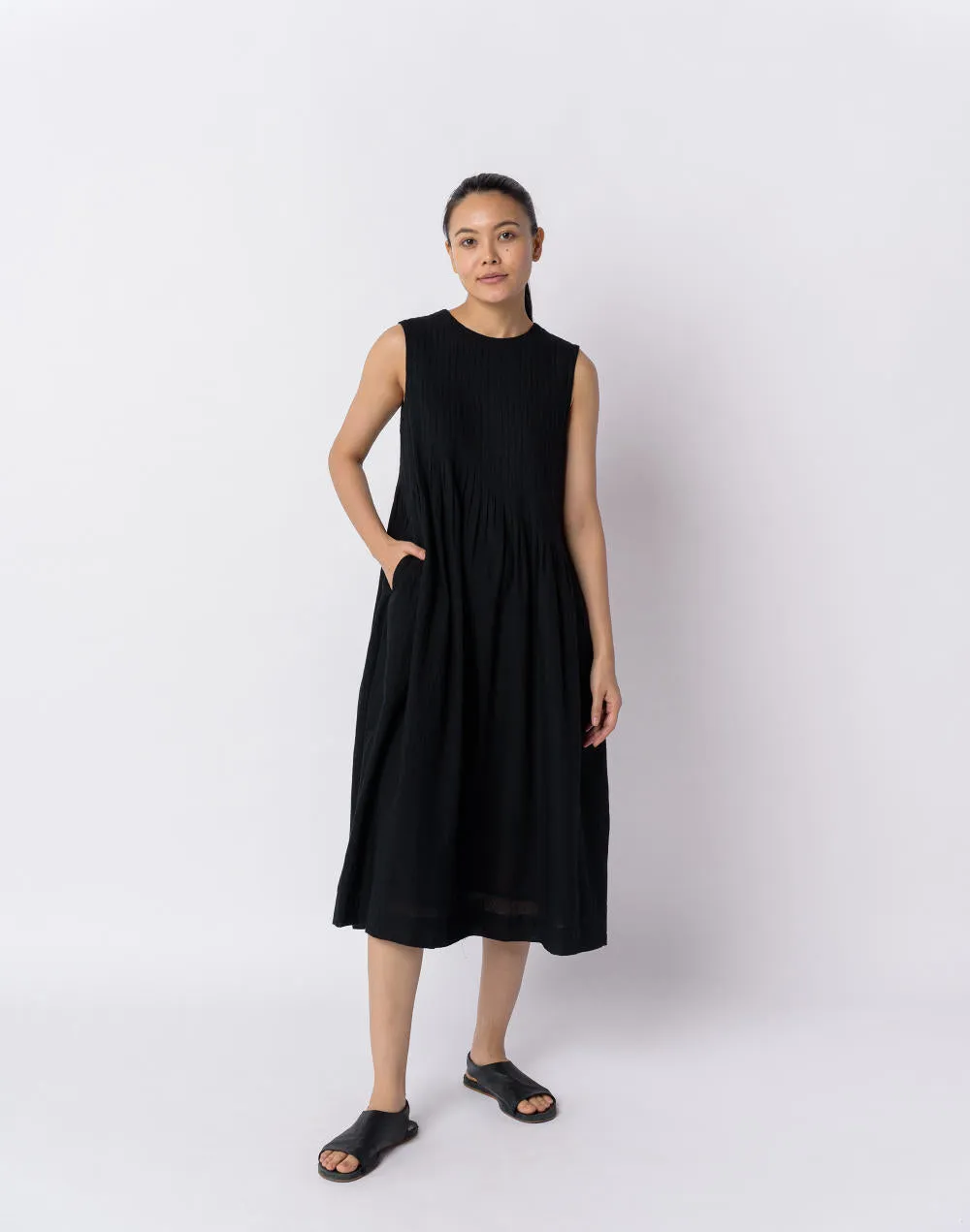 Black cotton minimal dress - Black
