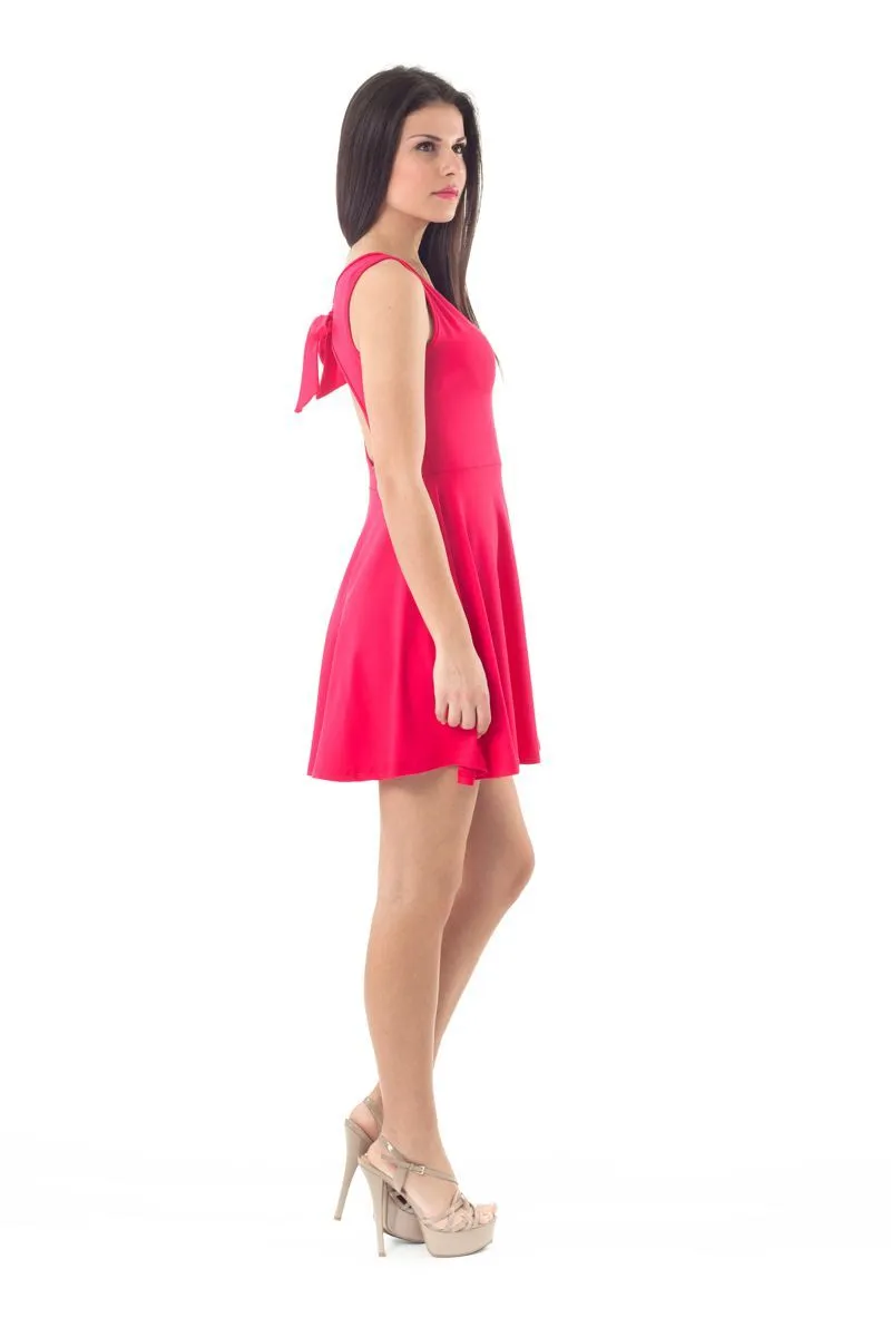 Bow Detail Skater Dress Red