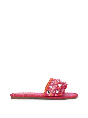 Brennara Flat Sandal in Bright Orchid
