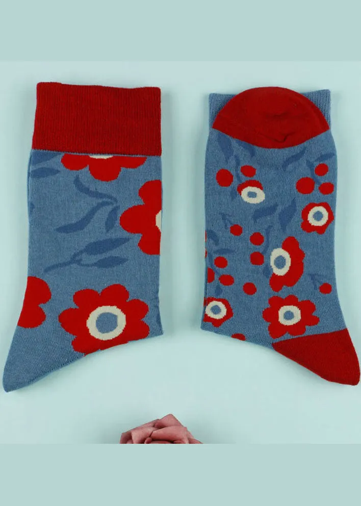Casual Cartoon flower Cotton Mid Calf Socks