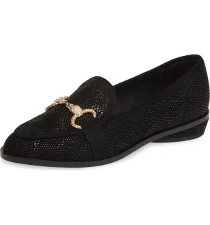 Cecelia New York FENTON Loafer Black Leather Horse Bit Slip On Gold Buckle Flats