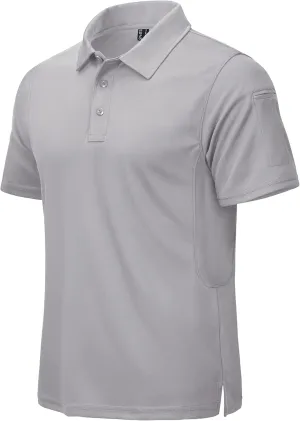 CRYSULLY Polo Shirts for Men Golf Shirt Short Sleeve Tactical Performance Polo T Shirts Dry Fit for Work, Fishing, Hiking