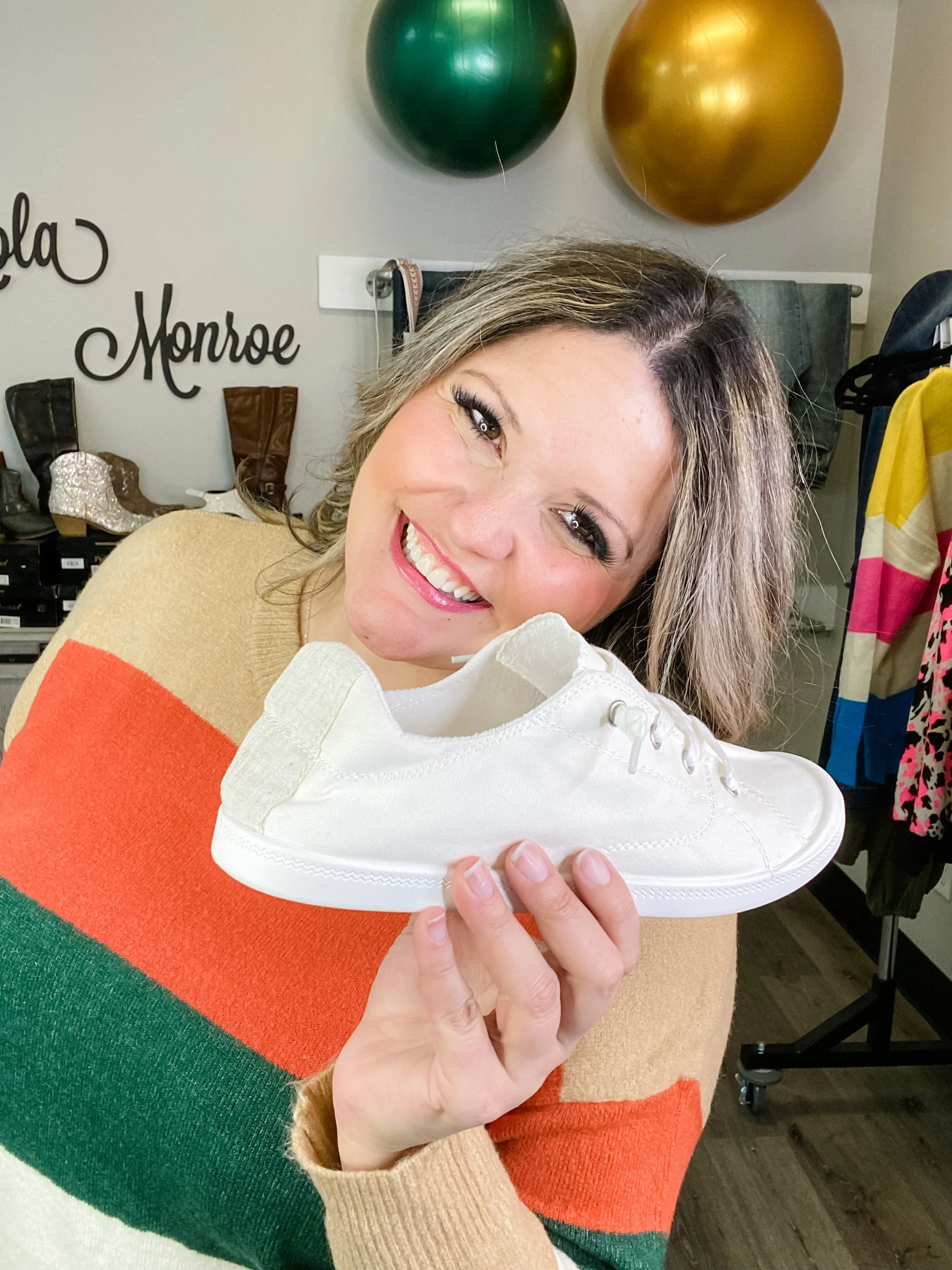 Custom Sneakers (White with Cream Heel)