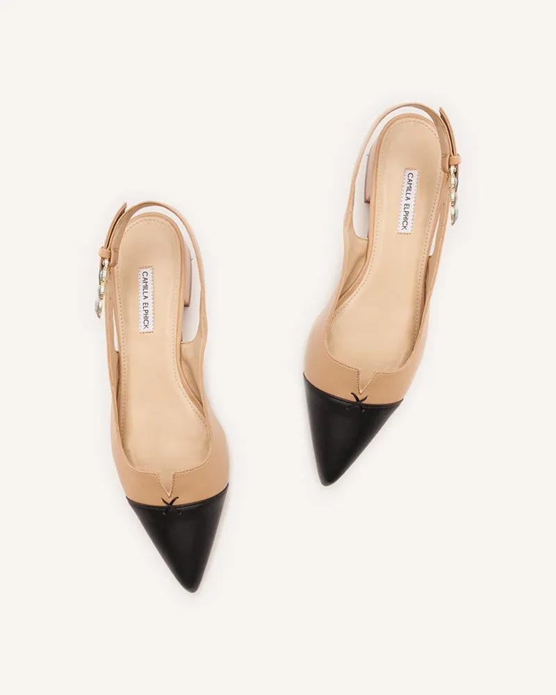 (Delivery Mid-May) - Alicia Taupe & Black Flats