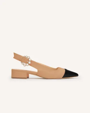 (Delivery Mid-May) - Alicia Taupe & Black Flats