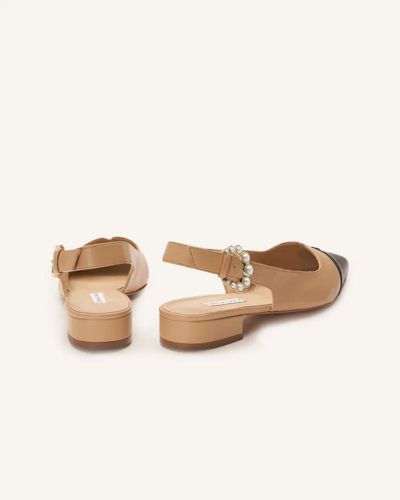 (Delivery Mid-May) - Alicia Taupe & Black Flats
