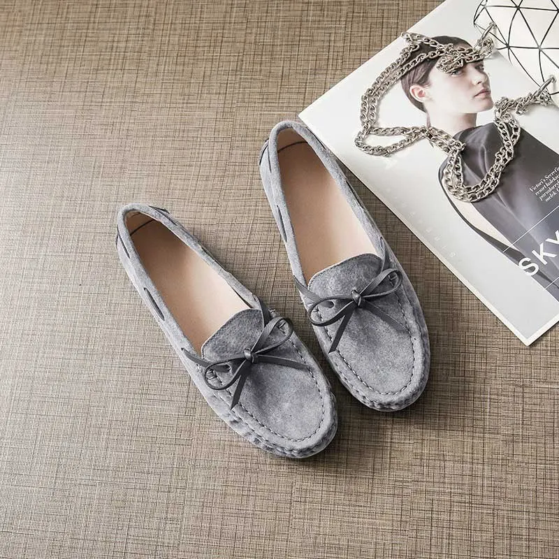 Genuine Leather Comfy Scoop Frosted Flat Women's Loafer