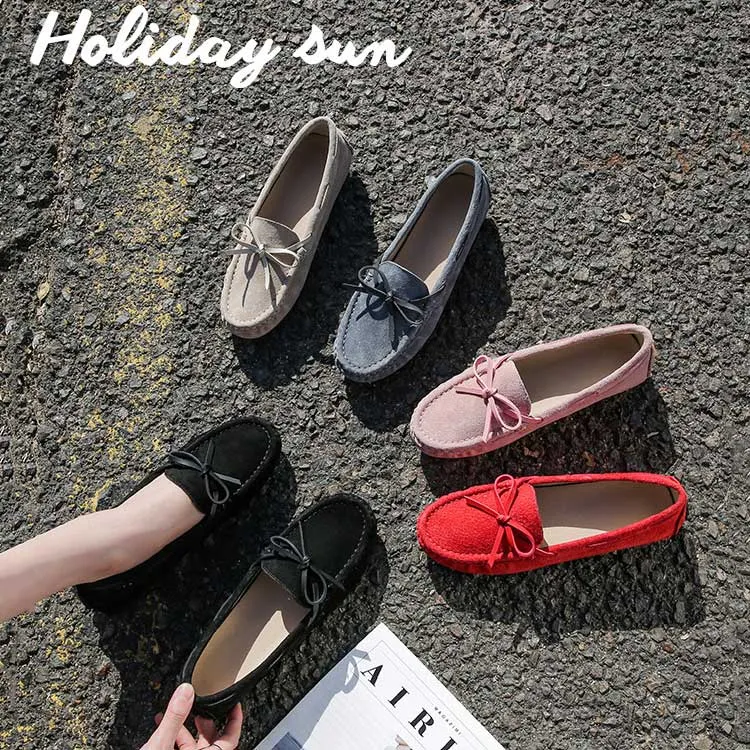 Genuine Leather Comfy Scoop Frosted Flat Women's Loafer