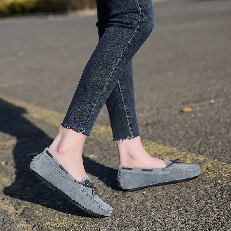Genuine Leather Comfy Scoop Frosted Flat Women's Loafer
