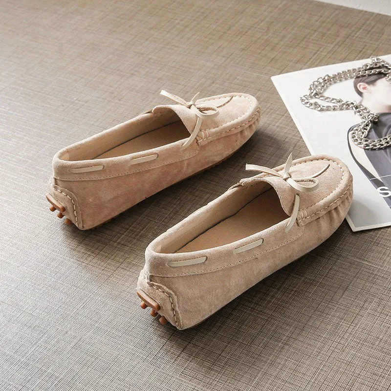 Genuine Leather Comfy Scoop Frosted Flat Women's Loafer