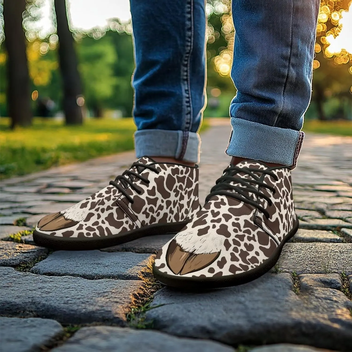 Jeiento Fish Scale Print Mens Barefoot Walking Shoes with Rubber Sole Zero Drop Sole