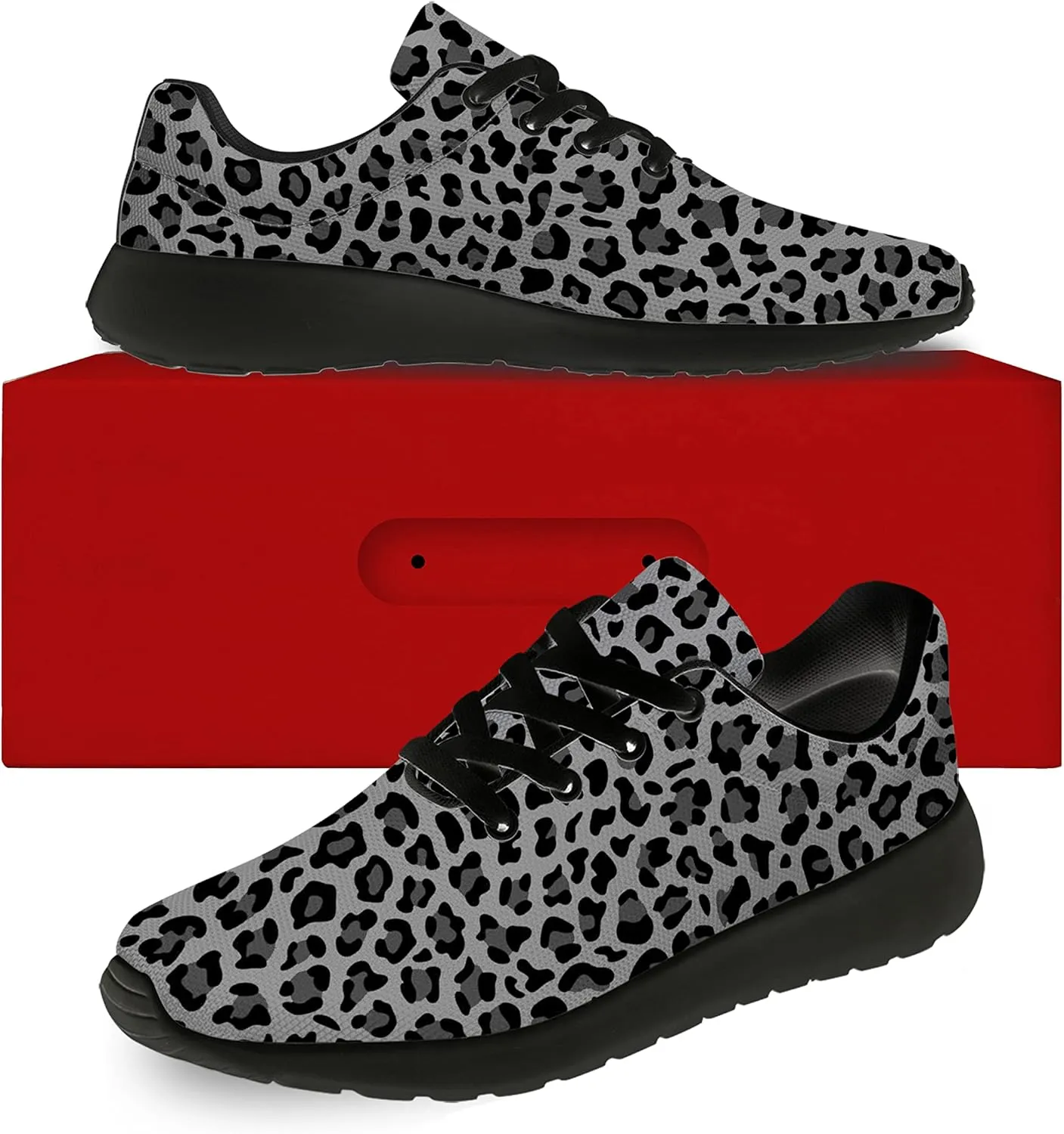Leopard Cheetah Print Shoes Woman Tennis Shoes Athletic Running Shoes Soft Lightweight Walking Sneakers Gifts for Ladies Girls
