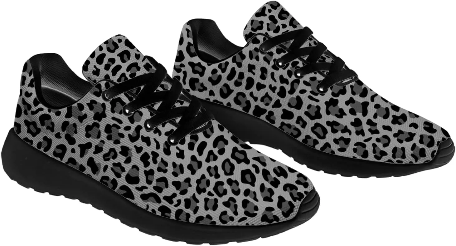 Leopard Cheetah Print Shoes Woman Tennis Shoes Athletic Running Shoes Soft Lightweight Walking Sneakers Gifts for Ladies Girls