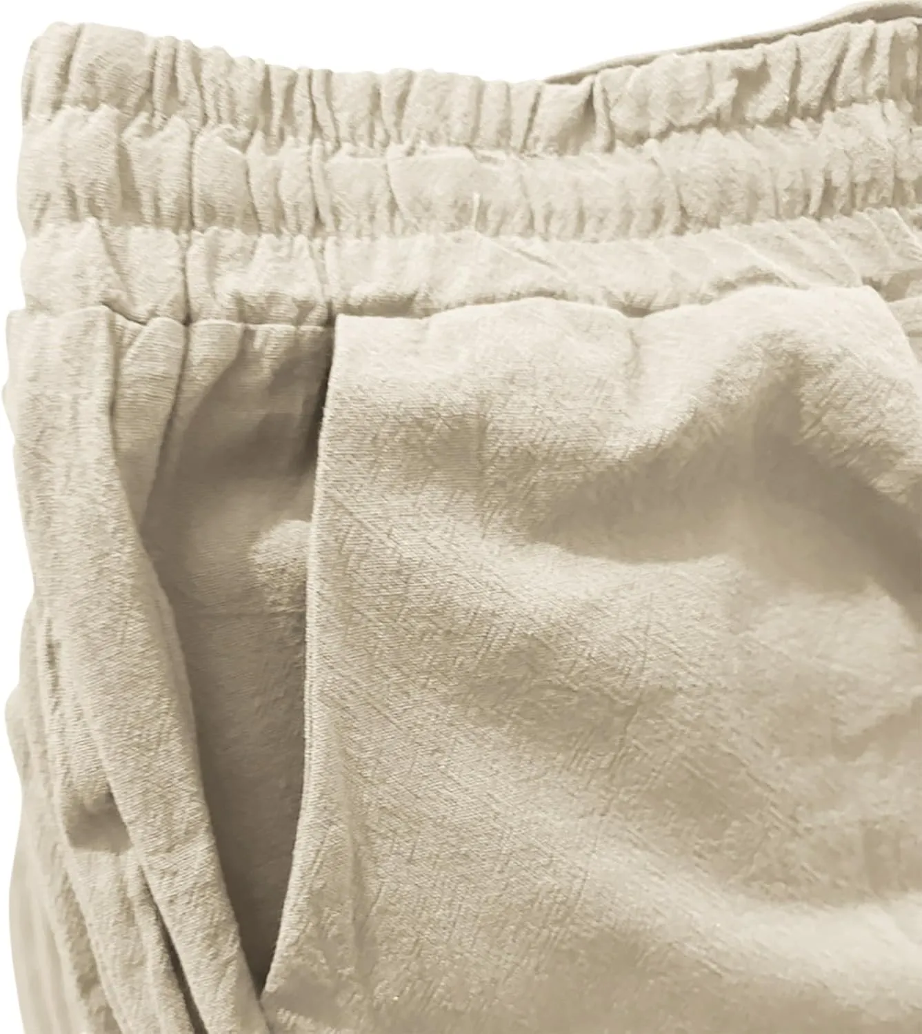 Linen Pants Women Casual Summer Beach Breathable Trousers Cotton Linen Drawstring Elastic Waist Tapered Pants with Pockets