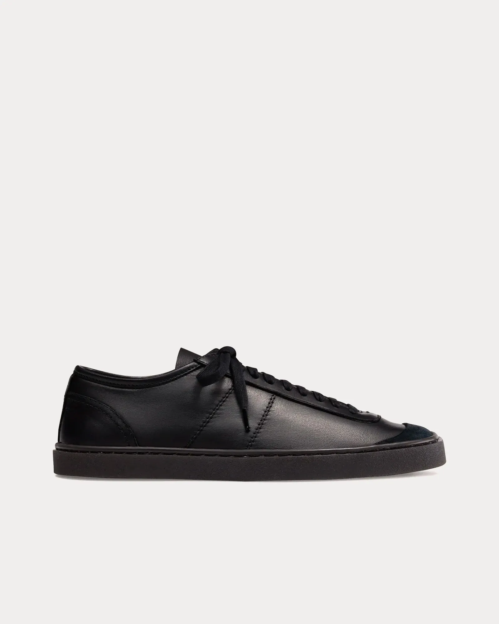 Linoleum Basic Lace Up Black Low Top Sneakers