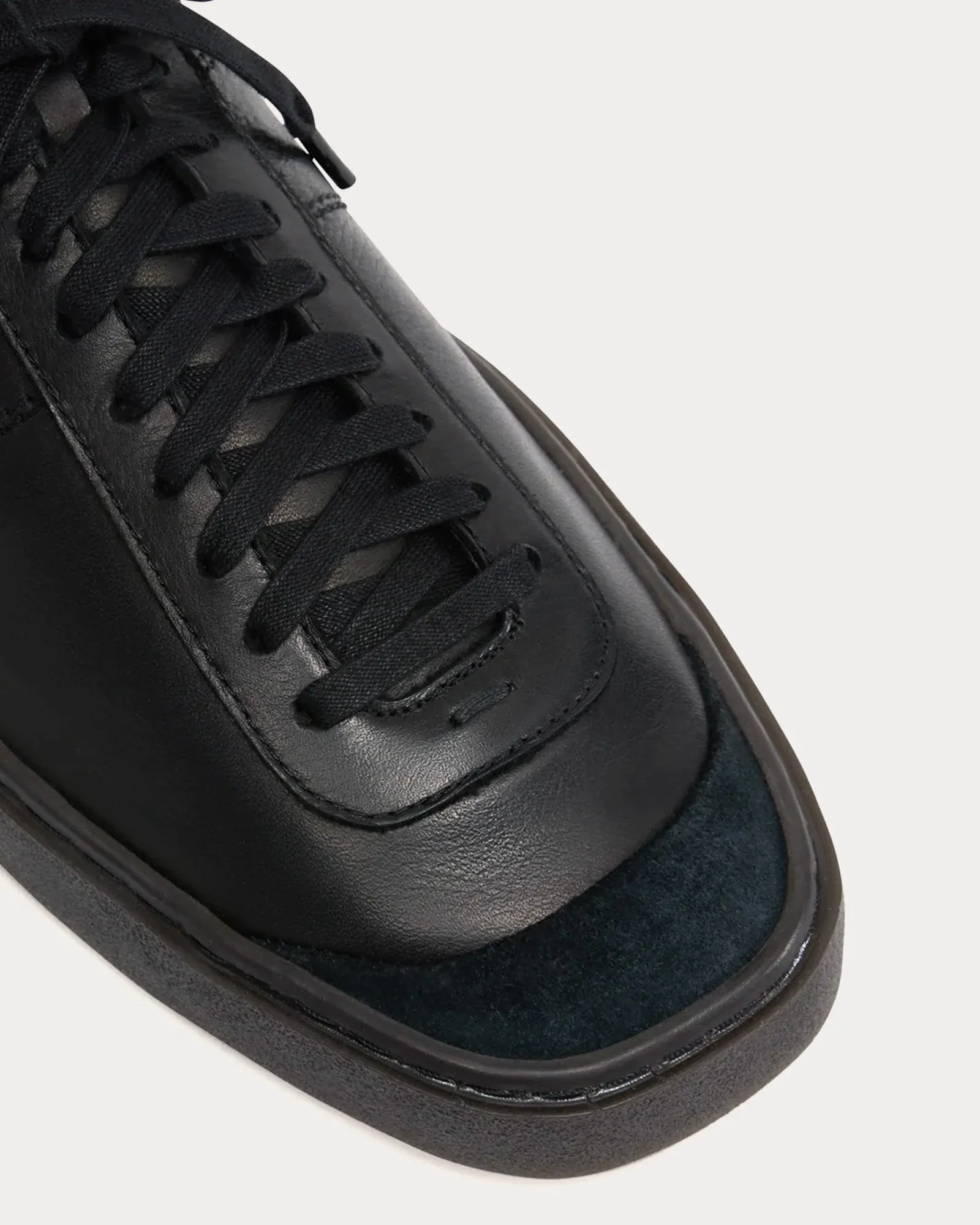 Linoleum Basic Lace Up Black Low Top Sneakers
