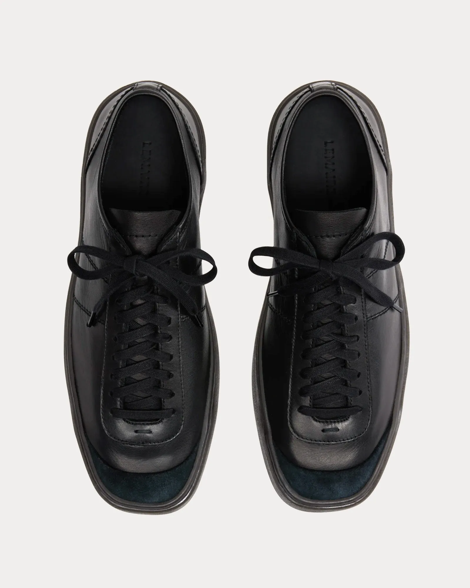 Linoleum Basic Lace Up Black Low Top Sneakers