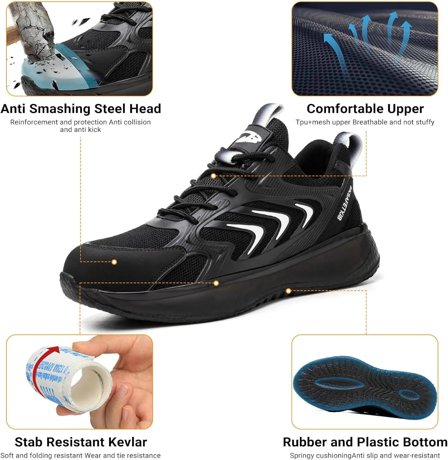LIWEGHT Steel Toe Shoes for Women Men Lightweight Safety Shoes Composite Steel Toe Sneakers Slip Resistant Comfortable Work Shoes