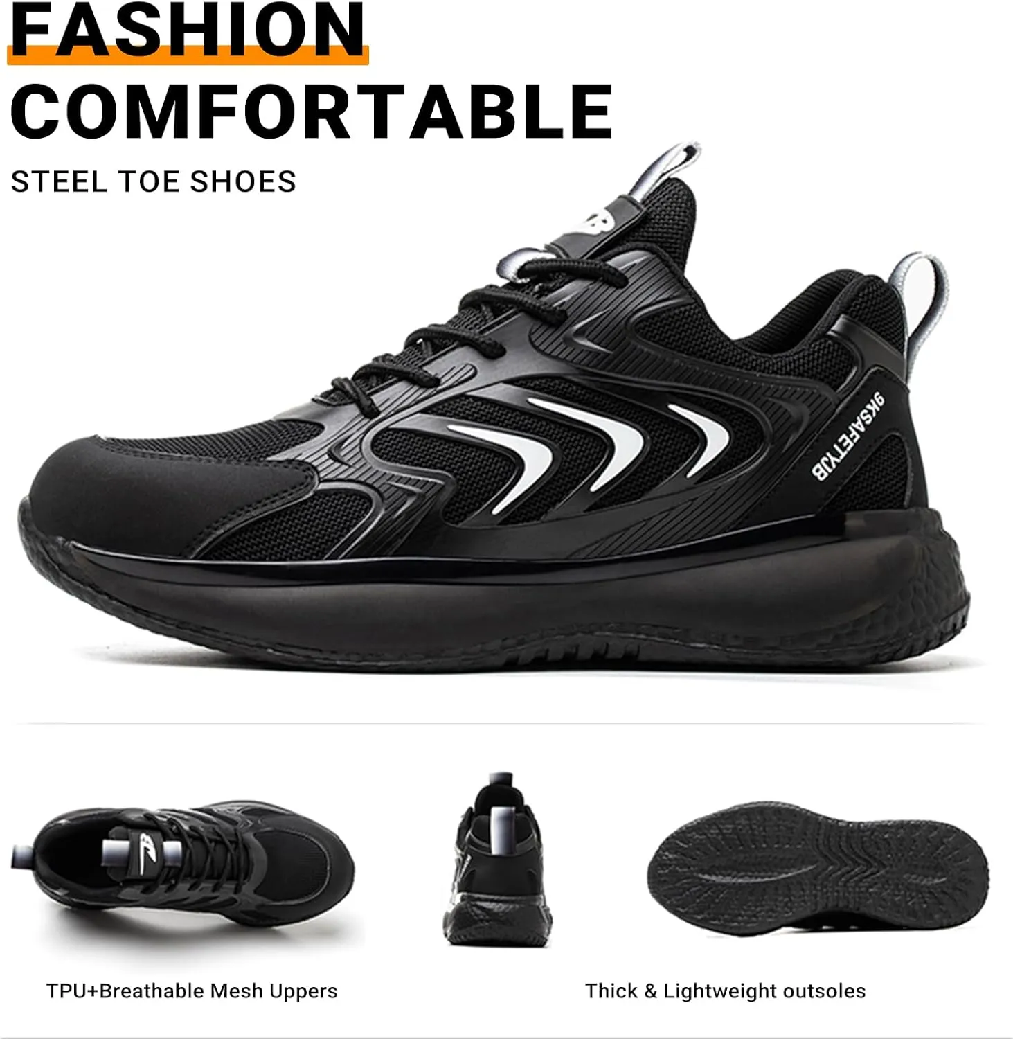 LIWEGHT Steel Toe Shoes for Women Men Lightweight Safety Shoes Composite Steel Toe Sneakers Slip Resistant Comfortable Work Shoes