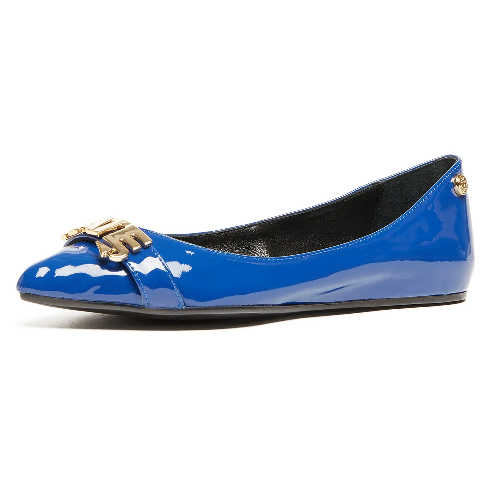 Love Moschino Blue Pointed Toe Patent Flats