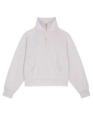 LuxeComfort Scuba Half-Zip Sweatshirt - Beige Marl
