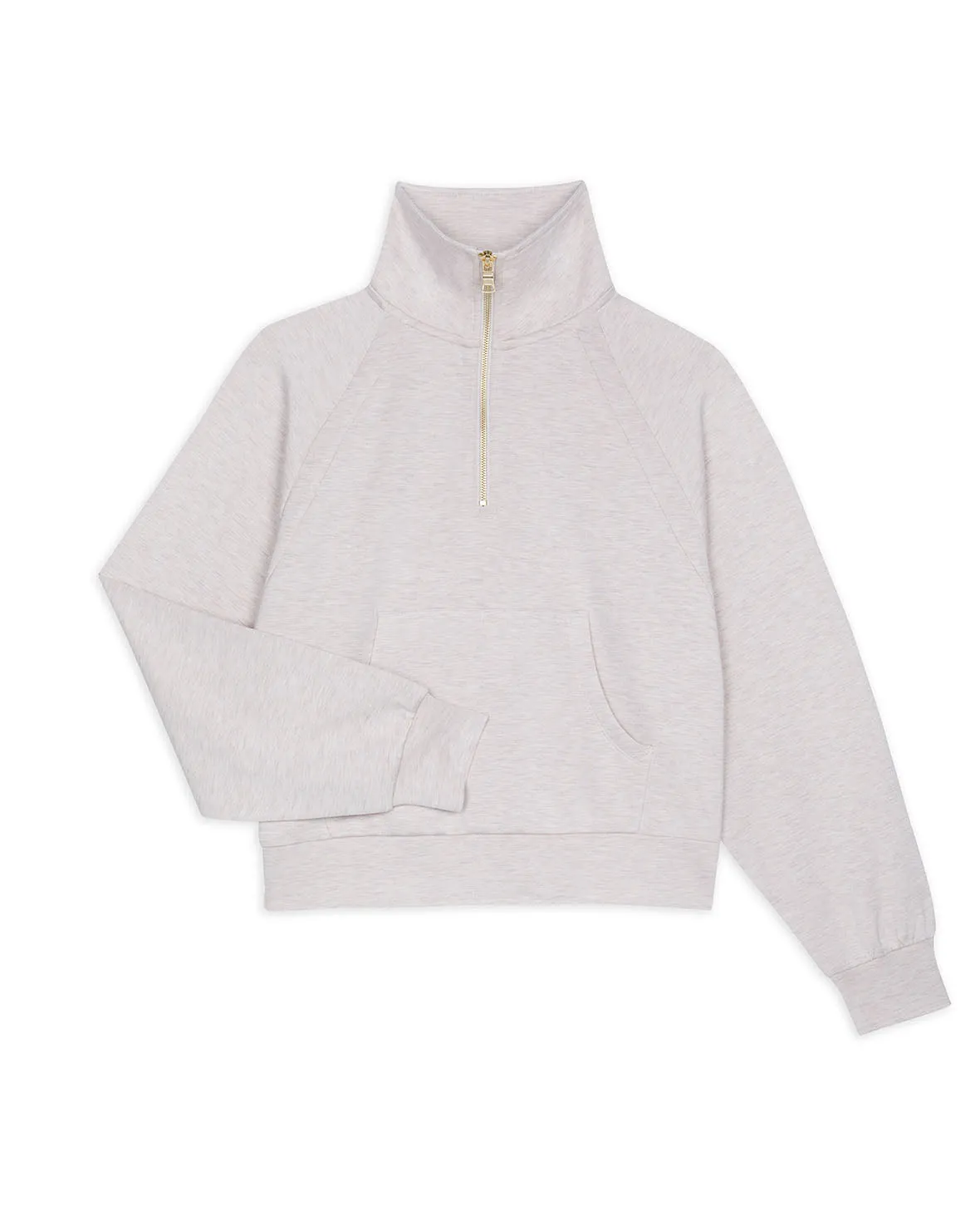 LuxeComfort Scuba Half-Zip Sweatshirt - Beige Marl