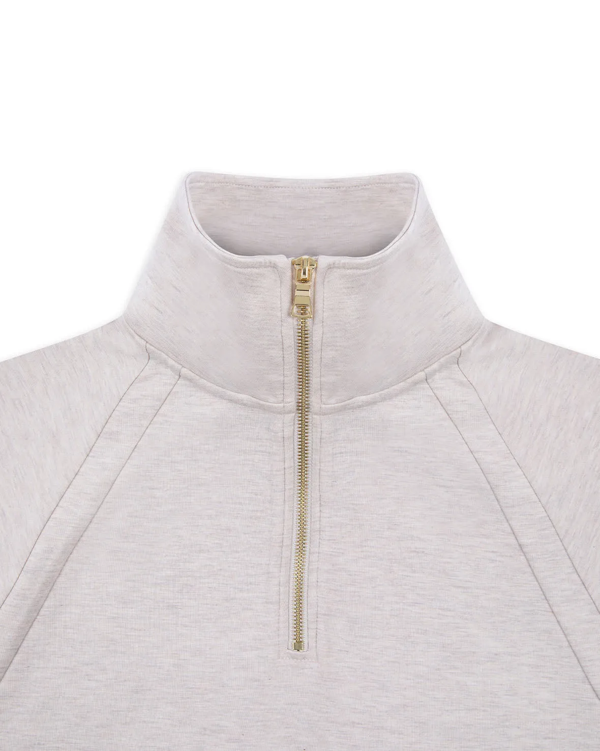 LuxeComfort Scuba Half-Zip Sweatshirt - Beige Marl