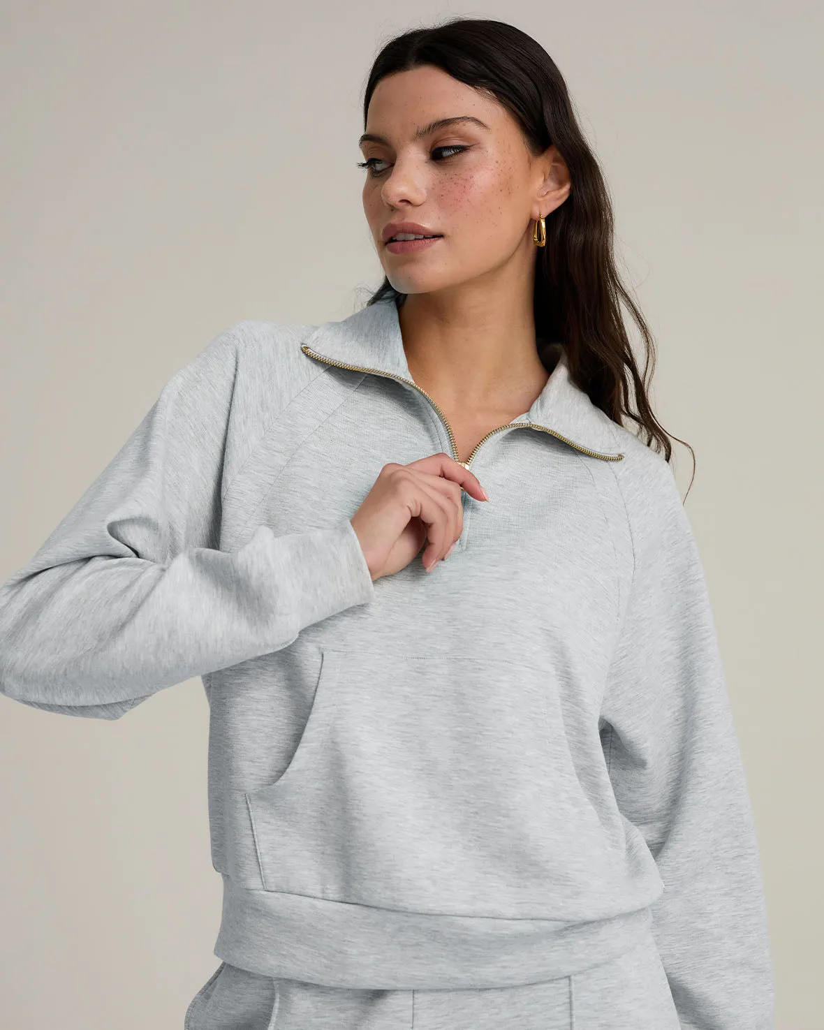 LuxeComfort Scuba Half-Zip Sweatshirt - Grey Marl