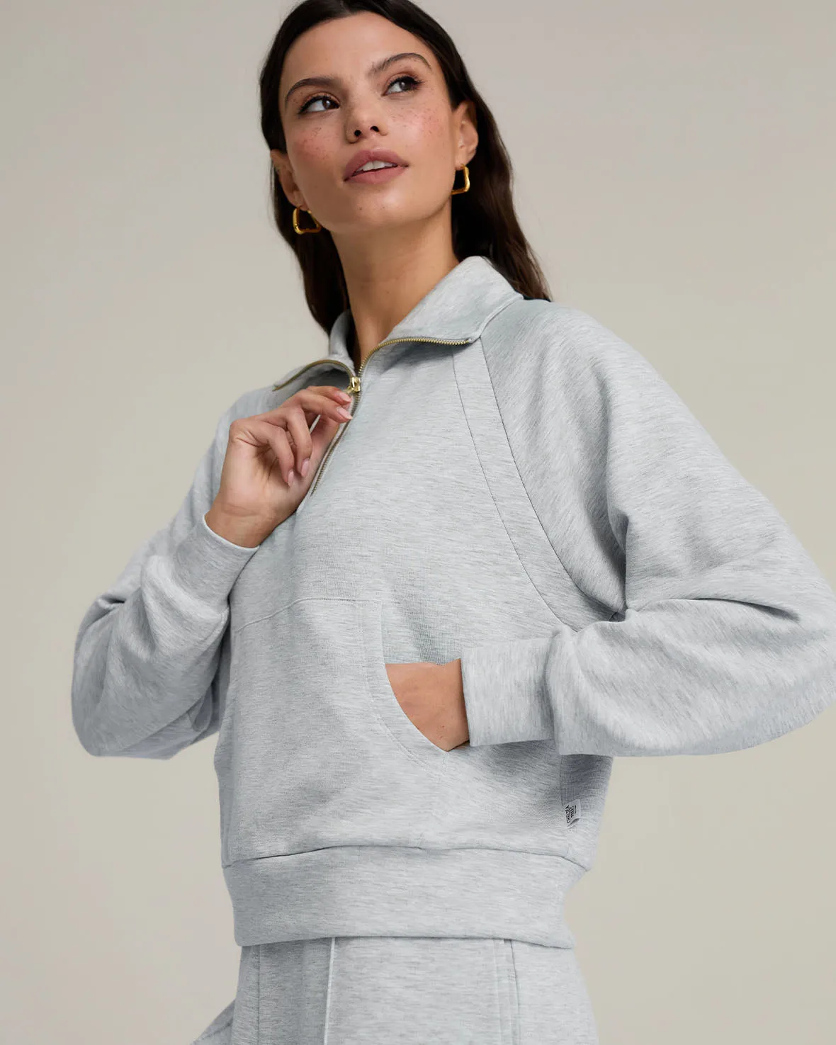 LuxeComfort Scuba Half-Zip Sweatshirt - Grey Marl