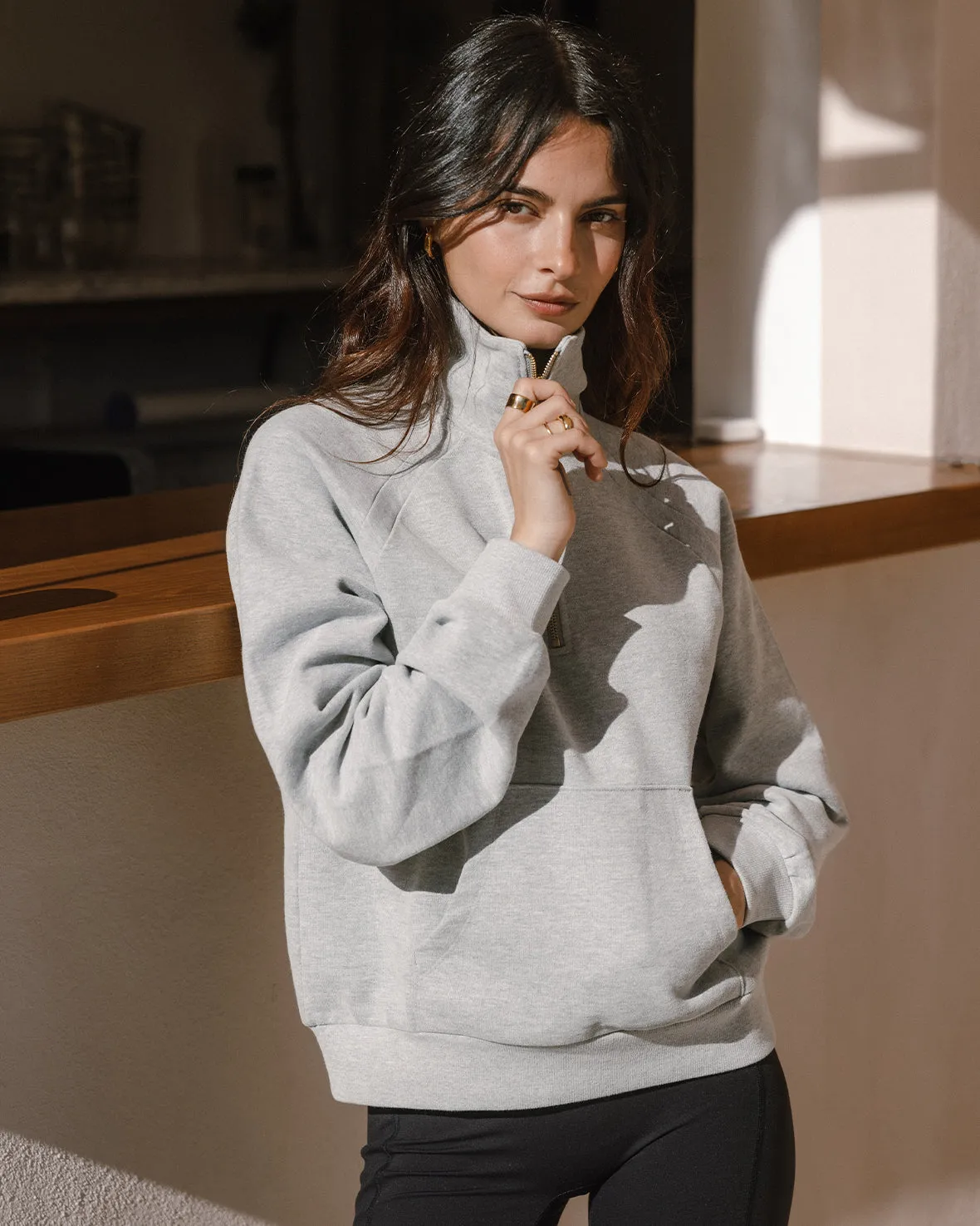 LuxeComfort Scuba Half-Zip Sweatshirt - Grey Marl