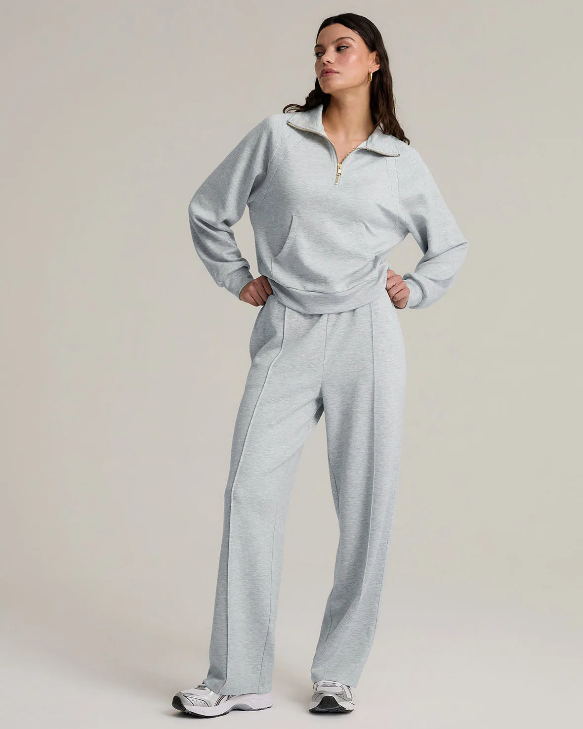 LuxeComfort Scuba Half-Zip Sweatshirt - Grey Marl