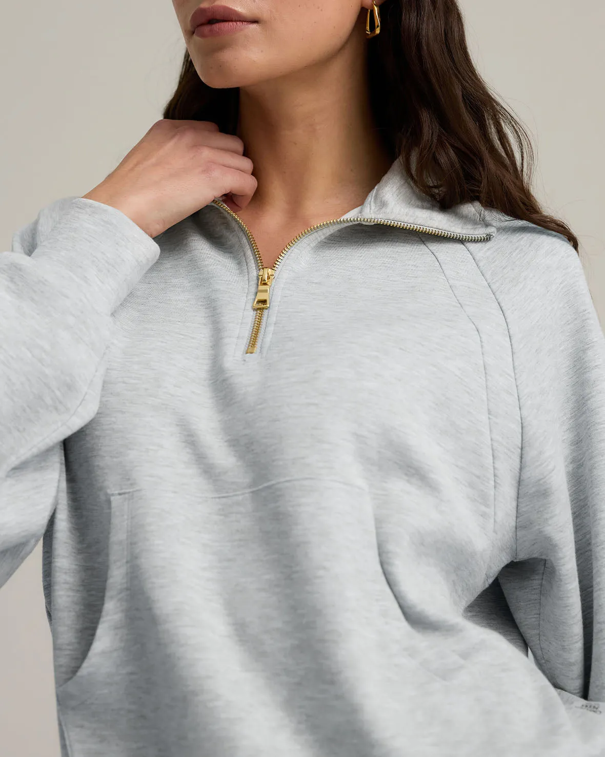 LuxeComfort Scuba Half-Zip Sweatshirt - Grey Marl