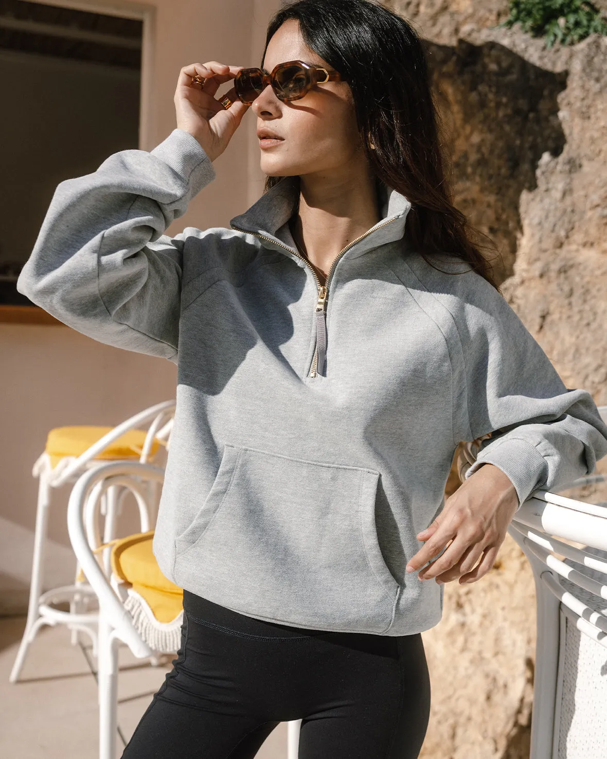 LuxeComfort Scuba Half-Zip Sweatshirt - Grey Marl