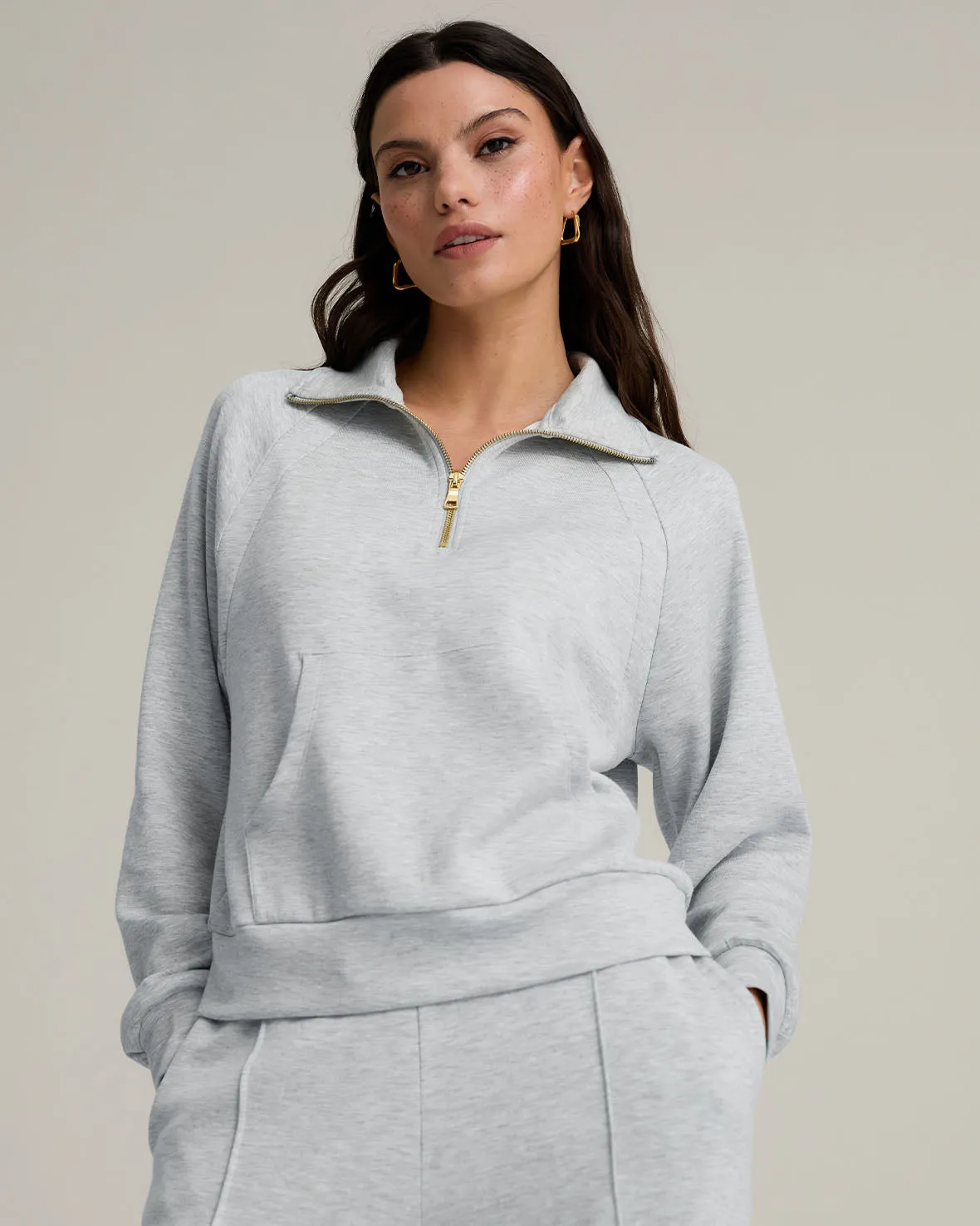 LuxeComfort Scuba Half-Zip Sweatshirt - Grey Marl