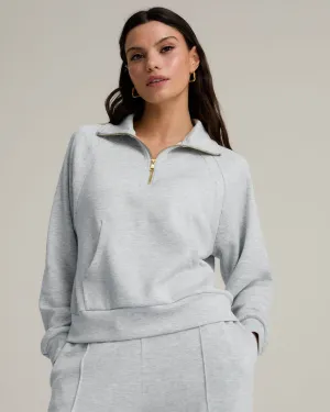 LuxeComfort Scuba Half-Zip Sweatshirt - Grey Marl