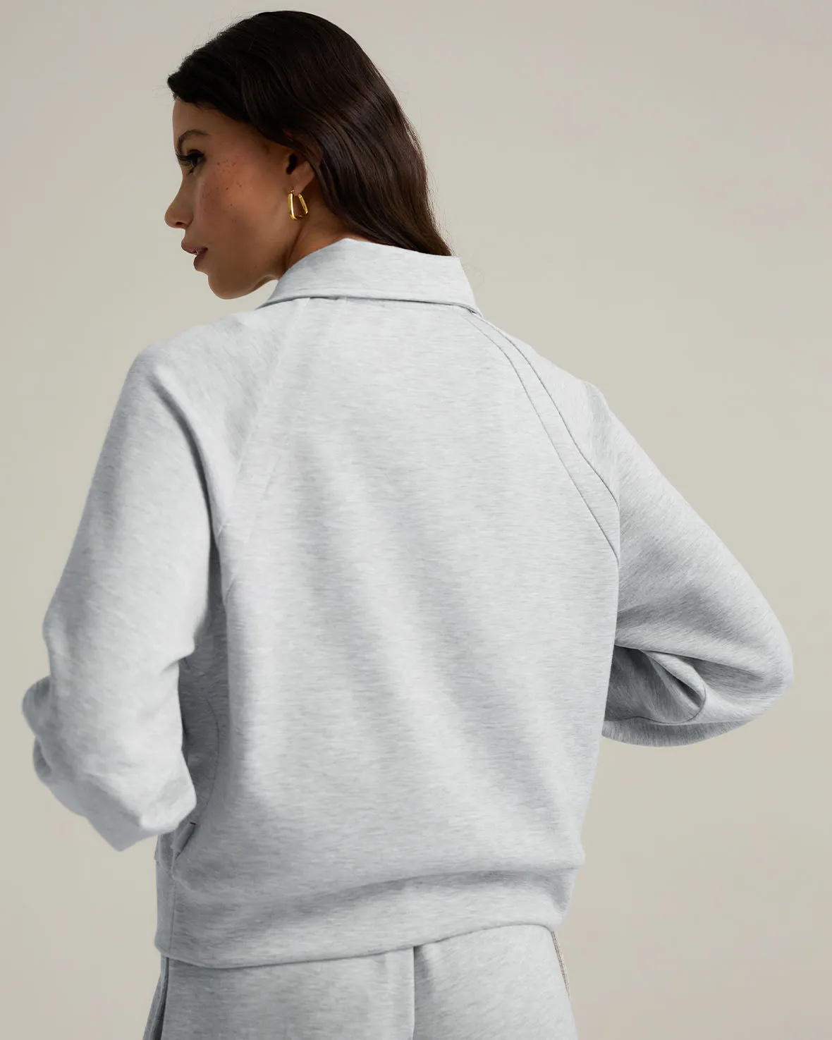 LuxeComfort Scuba Half-Zip Sweatshirt - Grey Marl