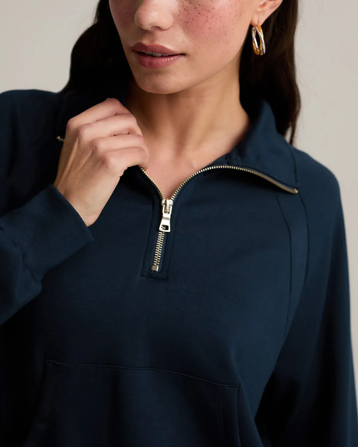 LuxeComfort Scuba Half-Zip Sweatshirt - Navy