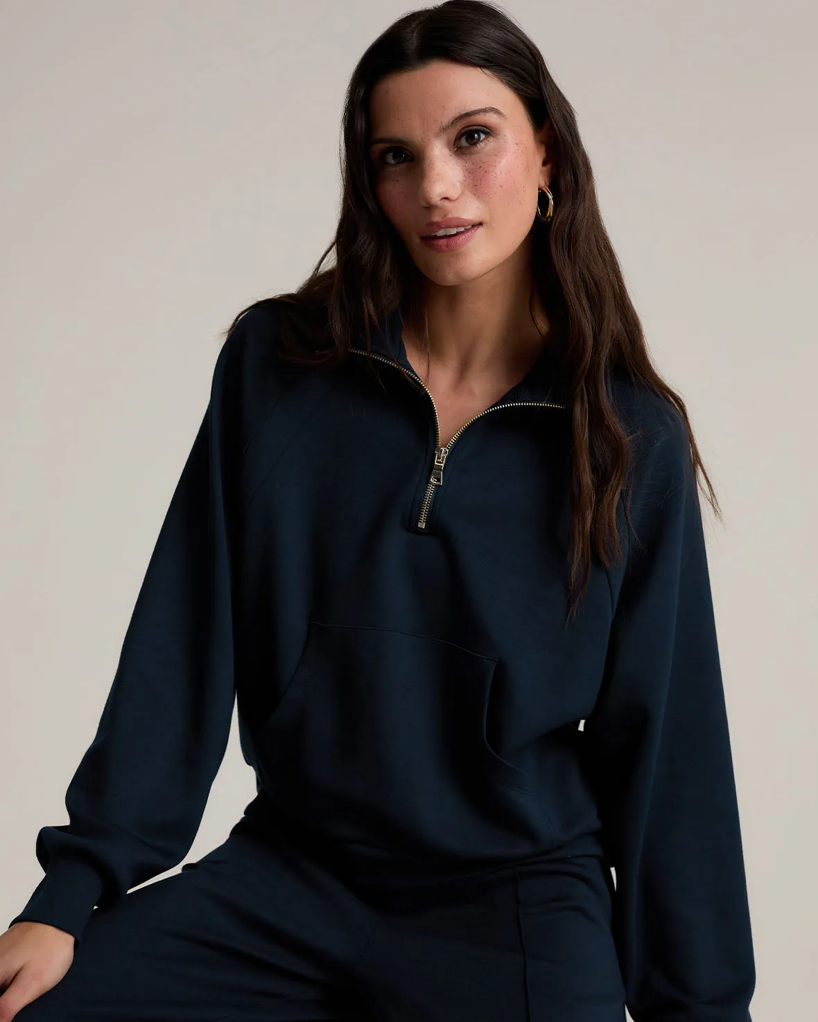 LuxeComfort Scuba Half-Zip Sweatshirt - Navy
