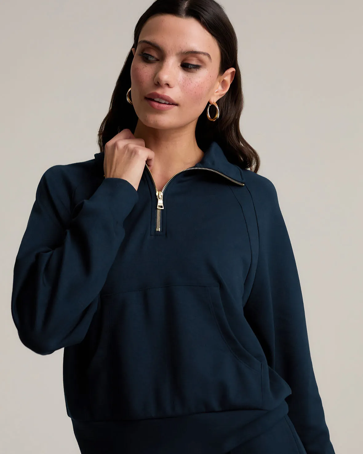 LuxeComfort Scuba Half-Zip Sweatshirt - Navy