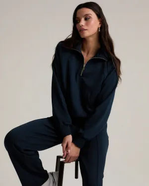 LuxeComfort Scuba Half-Zip Sweatshirt - Navy