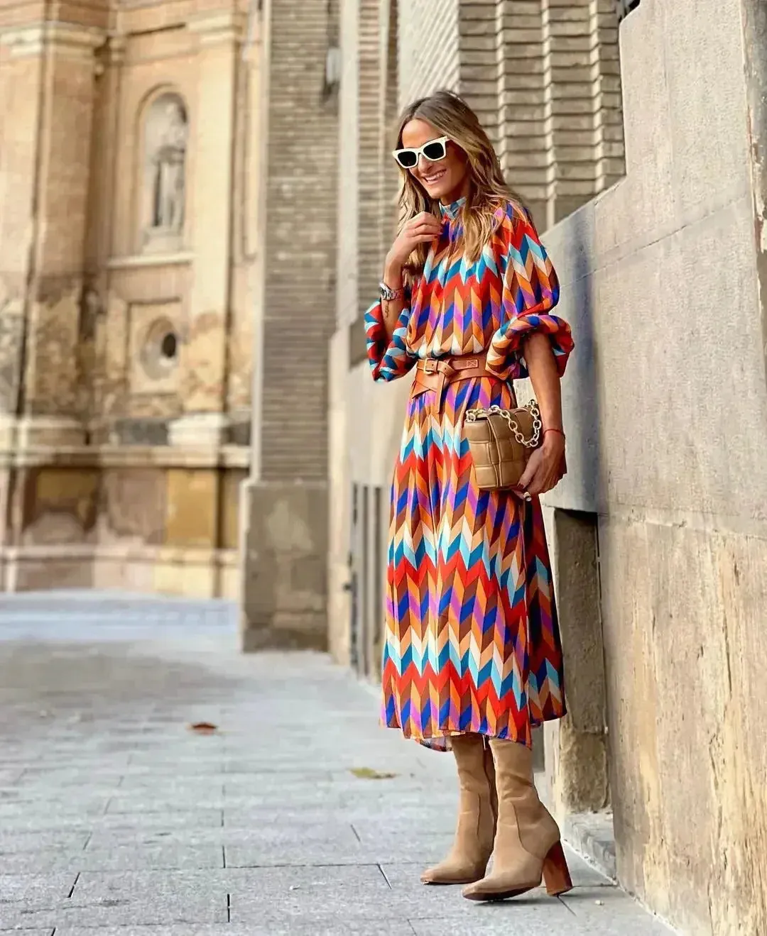 Marisol - Bold Geometric Print Dress